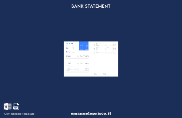 stile verificato Modello di pagine di parole dell'estratto conto bancario del Re